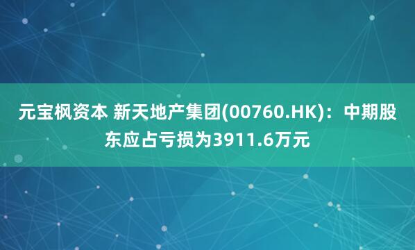 元宝枫资本 新天地产集团(00760.HK)：中期股东应占亏损为3911.6万元