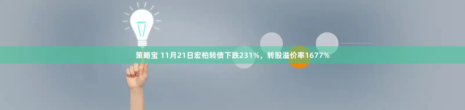 策略宝 11月21日宏柏转债下跌231%，转股溢价率1677%